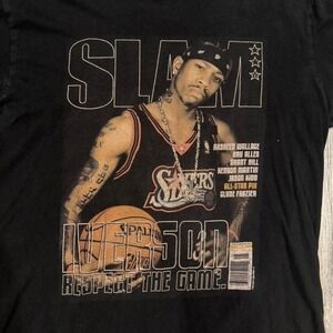 Y2K Allen Iverson Slam Magazine Mitchell & Ness 76ers Black T-shirt Medium